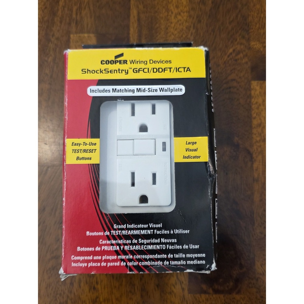 Cooper Wiring Devices Shocksentry Gfci/ddft/icta New Open Box